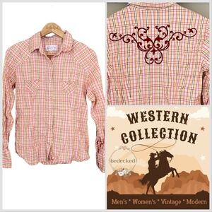 Panhandle western pearl snap shirt plaid size medium